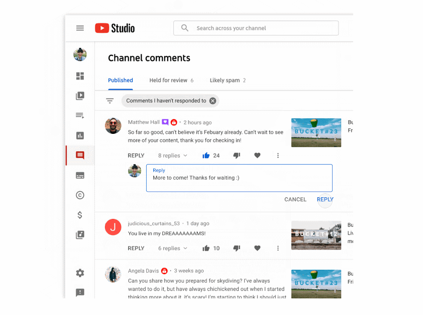 youtube studio smartreply